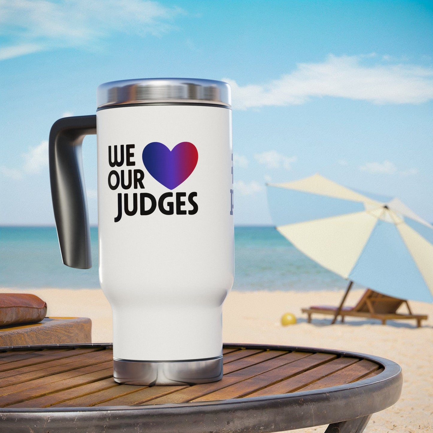JUDGES PROTECT OUR FREEDOM  Inspirational Stainless Steel Travel Mug - 14oz with Handle - Perfect for Coffee Lovers & Judges Appreciation
