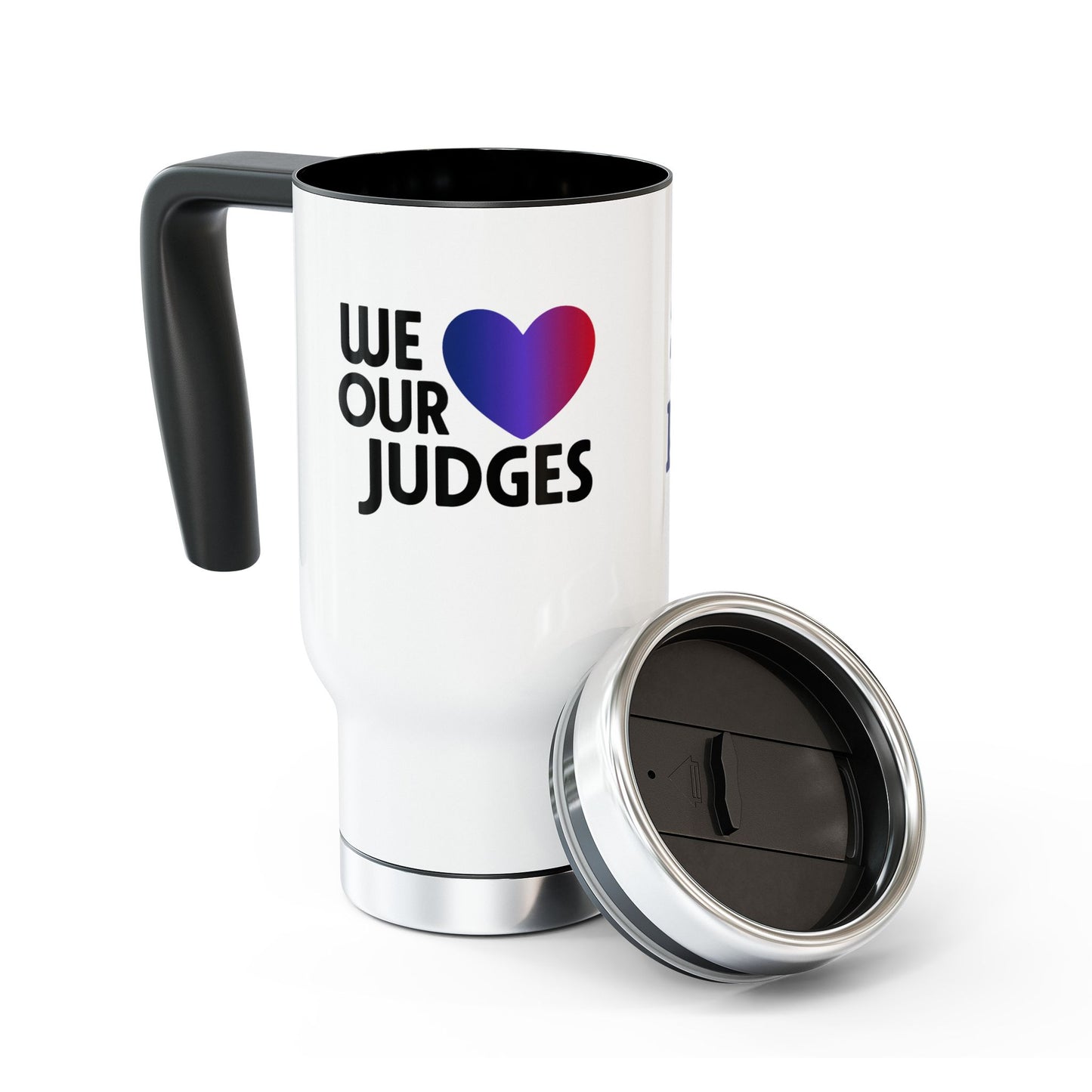 JUDGES PROTECT OUR FREEDOM  Inspirational Stainless Steel Travel Mug - 14oz with Handle - Perfect for Coffee Lovers & Judges Appreciation