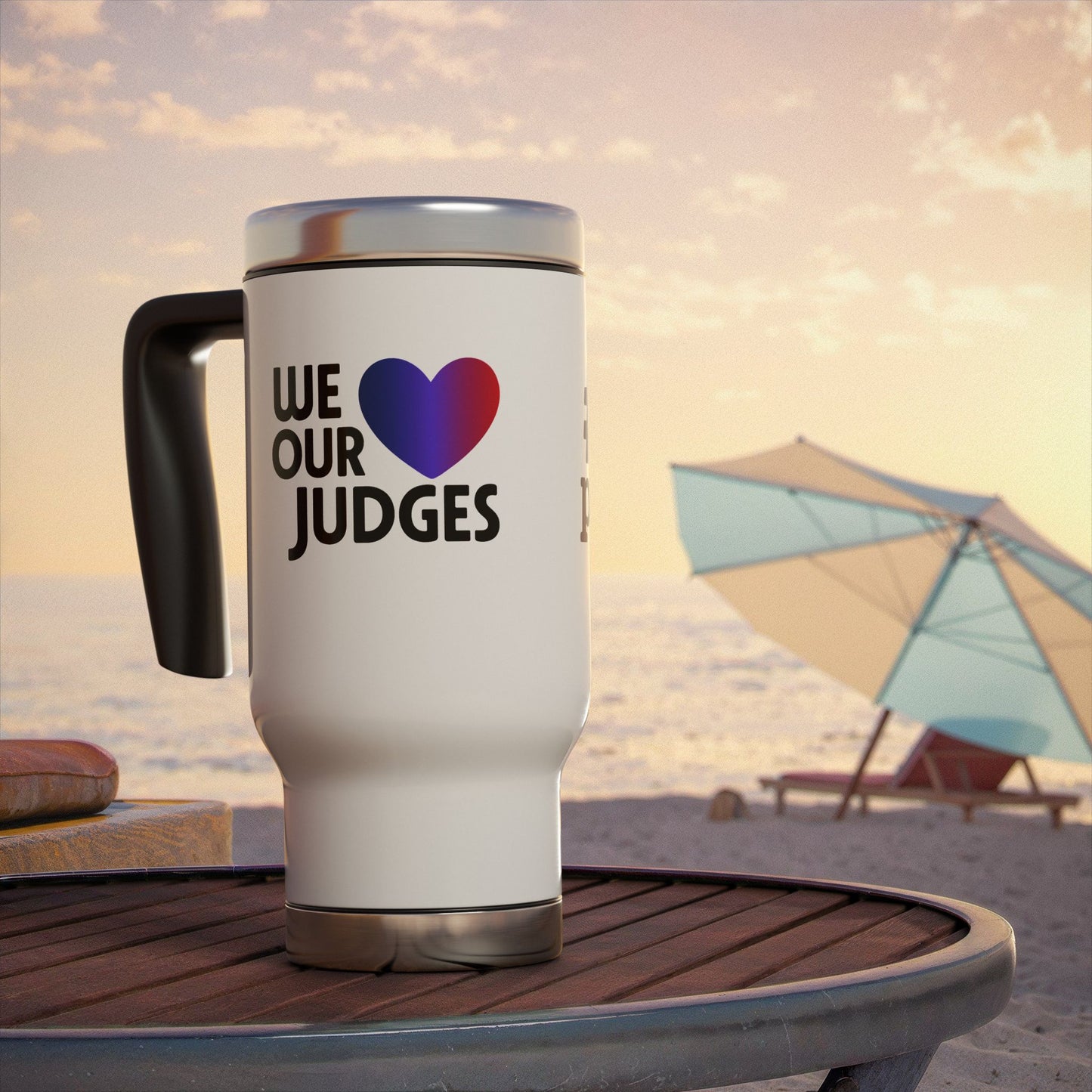 JUDGES PROTECT OUR FREEDOM  Inspirational Stainless Steel Travel Mug - 14oz with Handle - Perfect for Coffee Lovers & Judges Appreciation